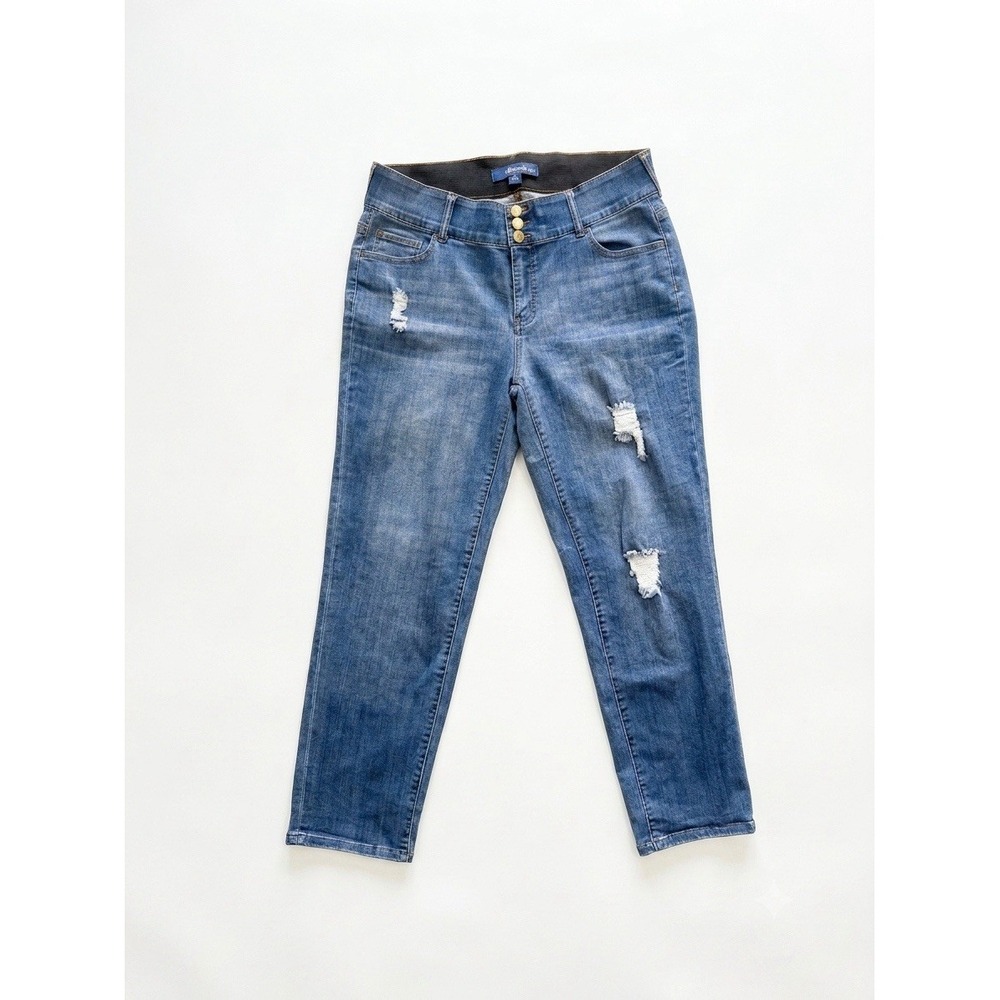 Denim‎ 24/7 Size 16W Distressed Skinny Jeans High Rise Curvy Stretch Plus Mom